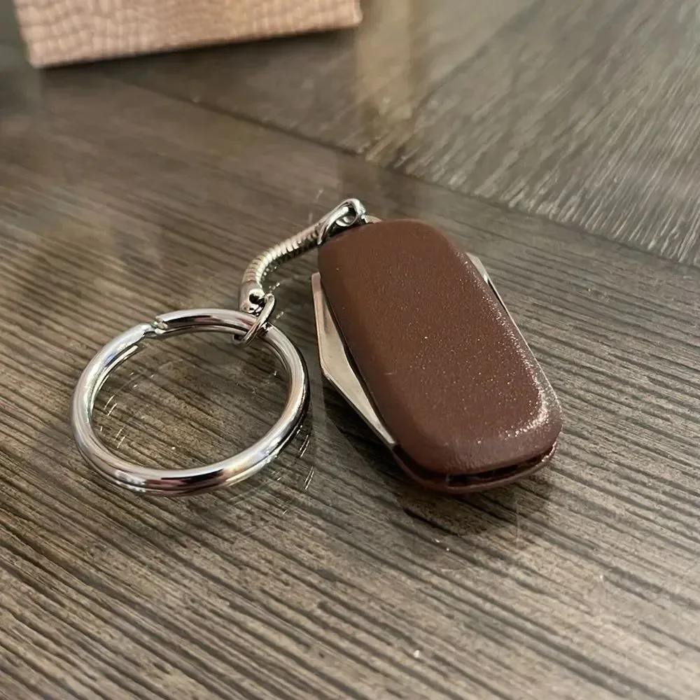 Vintage 1983 Avon Pocket Penknife Keychain Brown Simulated Leather